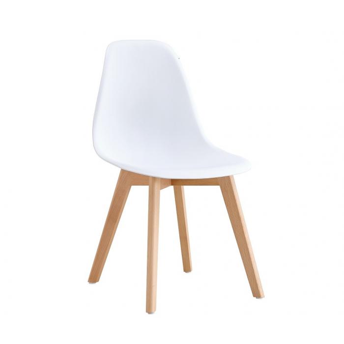 4 Sillas marais, madera, polipropileno blanco - 4 unidades
