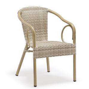 4 Sillones adana, apilable, aluminio, ratán beige - 4 unidades