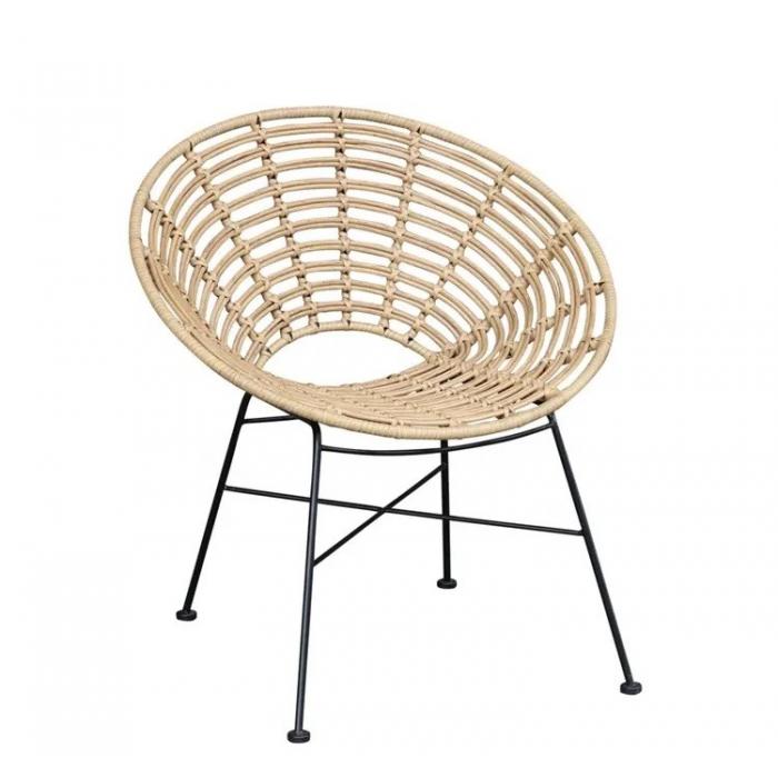 2 Sillones cidora, metal, ratán beige - 2 unidades