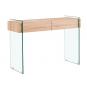 Consola giovanna, 2 cajones, madera, cristal templado, 110 x 40 cms