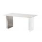 Mesa veneto, acero inoxidable, acrílico, tapa de cerámica, 160 x 90 cms