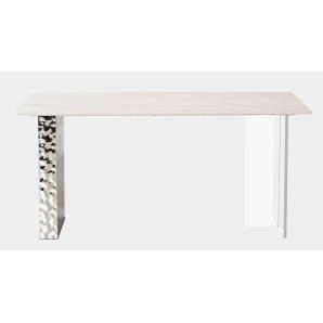 Mesa veneto, acero inoxidable, acrílico, tapa de cerámica, 160 x 90 cms