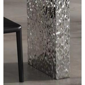 Mesa veneto, acero inoxidable, acrílico, tapa de cerámica, 160 x 90 cms