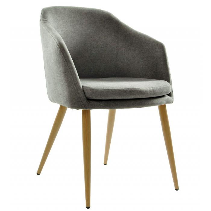 2 Sillones lart, metal, tapizado tejido linen gris oscuro - 2 unidades