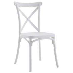 4 Sillas corfú, apilable, tratamiento anti uv, polipropileno blanco - 4 unidades