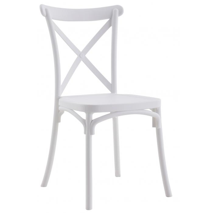 4 Sillas corfú, apilable, tratamiento anti uv, polipropileno blanco - 4 unidades