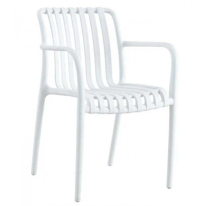 4 Sillones saler, apilable, polipropileno blanco - 4 unidades