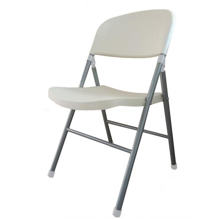 5 Sillas beach, plegable, metal plata, polietileno blanco - 5 unidades