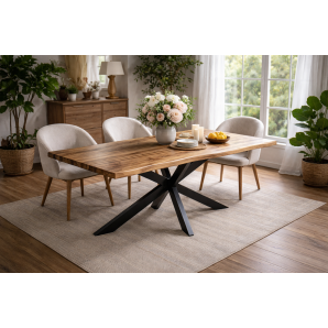 Mesa toledo 150, metal negro, tapa dm bilaminado de 150 x 90 cms