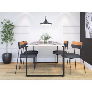 Mesa porto 135, metal negro, tapa mdp color blanco, 135 x 90 cms