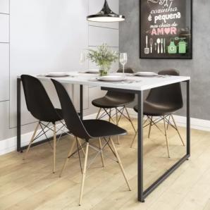 Mesa porto 135, metal negro, tapa mdp color blanco, 135 x 90 cms
