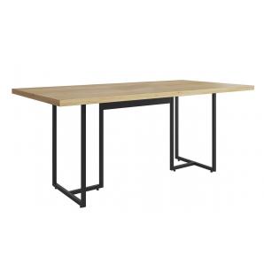 Mesa prime 40, metal negro, tapa mdp color natural, 180 x 90 cms