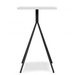 Mesa alta bistró, metal negro, tapa de mdp color blanco, 60 x 60 cms
