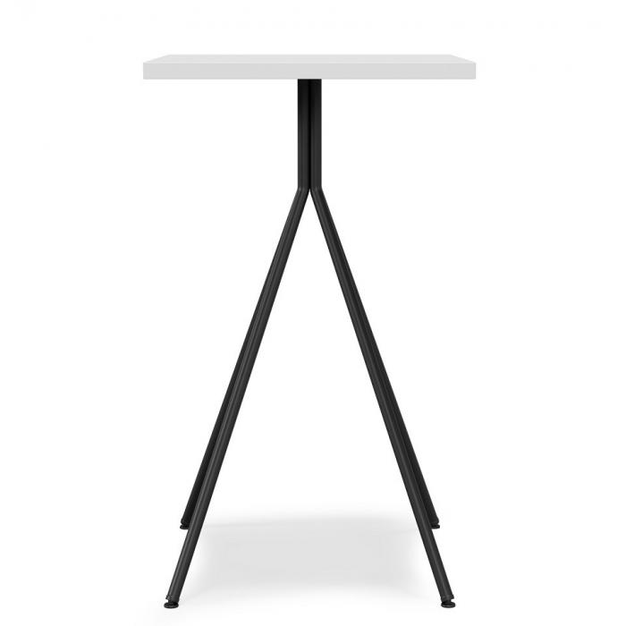 Mesa alta bistró, metal negro, tapa de mdp color blanco, 60 x 60 cms