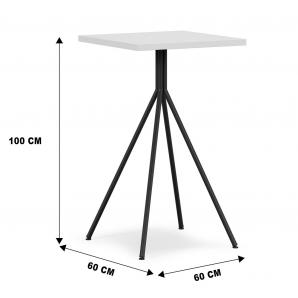 Mesa alta bistró, metal negro, tapa de mdp color blanco, 60 x 60 cms
