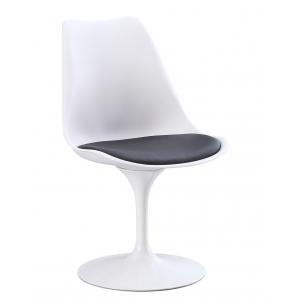 4 Sillas tul mt, metal, polipropileno blanco, cojín negro - 4 unidades