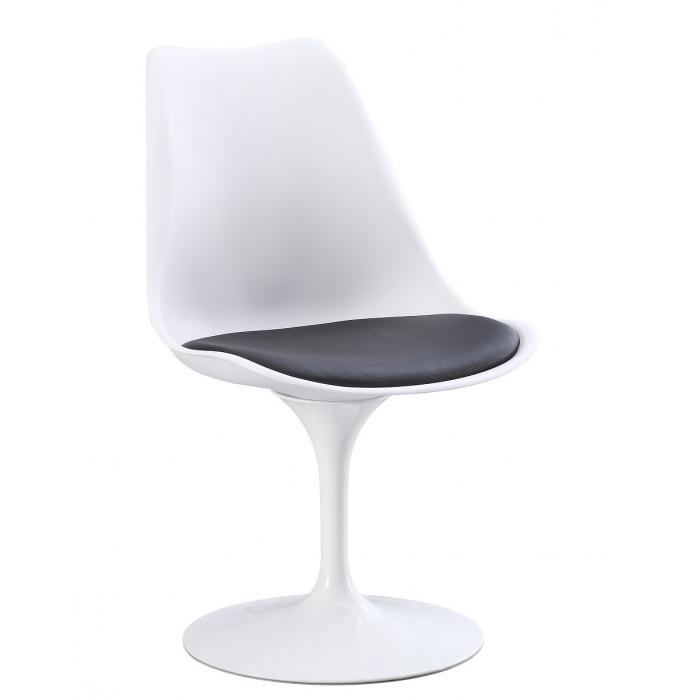 4 Sillas tul mt, metal, polipropileno blanco, cojín negro - 4 unidades