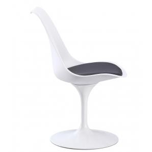 4 Sillas tul mt, metal, polipropileno blanco, cojín negro - 4 unidades