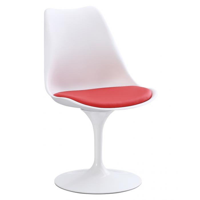 4 Sillas tul mt, metal, polipropileno blanco, cojín rojo - 4 unidades