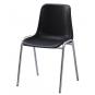 6 Sillas carcasa, apilable, cromada, polipropileno negro - 6 unidades