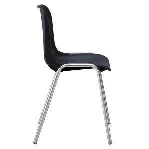 6 Sillas carcasa, apilable, cromada, polipropileno negro - 6 unidades