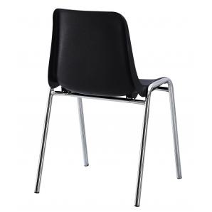 6 Sillas carcasa, apilable, cromada, polipropileno negro - 6 unidades