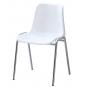 6 Sillas carcasa, apilable, cromada, polipropileno blanco - 6 unidades