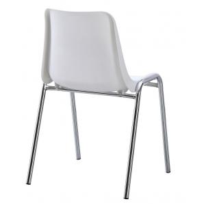 6 Sillas carcasa, apilable, cromada, polipropileno blanco - 6 unidades
