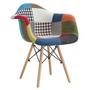 4 Sillones star pat22, madera, tejido patchwork color 22 - 4 unidades