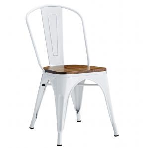 5 Sillas tol ek wood, acero, blanca, asiento madera - 5 unidades
