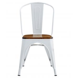 5 Sillas tol ek wood, acero, blanca, asiento madera - 5 unidades