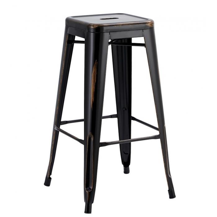 5 Taburetes tol ek vintage, acero, negro - 5 unidades