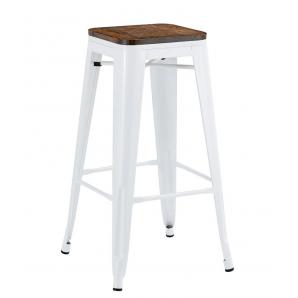 5 Taburetes tol ek wood, acero, blanco, asiento madera - 5 unidades