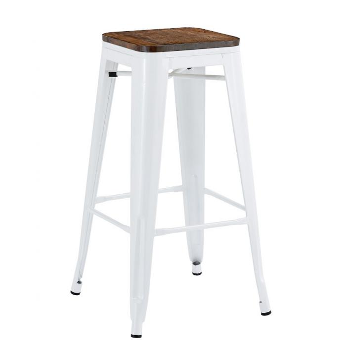 5 Taburetes tol ek wood, acero, blanco, asiento madera - 5 unidades