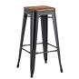 5 Taburetes tol ek wood, acero, negro, asiento madera - 5 unidades