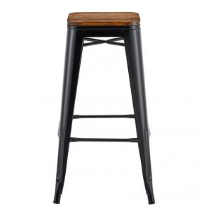 5 Taburetes tol ek wood, acero, negro, asiento madera - 5 unidades