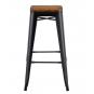 5 Taburetes tol ek wood, acero, negro, asiento madera - 5 unidades