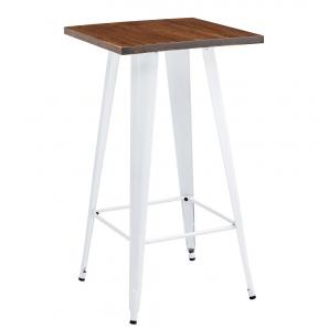 Mesa alta tol ek wood, acero, madera, blanca, 60 x 60 cms