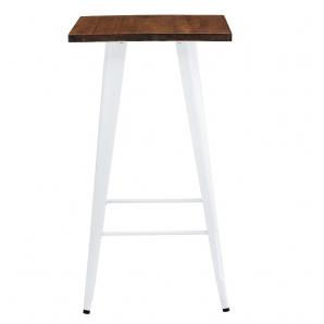 Mesa alta tol ek wood, acero, madera, blanca, 60 x 60 cms