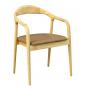2 Sillones balcanes, madera de haya, natural, similpiel marrón - 2 unidades