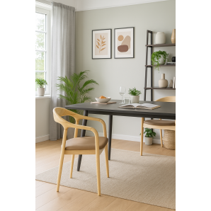 2 Sillones balcanes, madera de haya, natural, similpiel marrón - 2 unidades