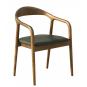 2 Sillones balcanes, madera de haya, nogal, similpiel negro - 2 unidades