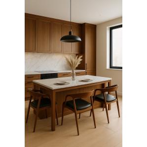 2 Sillones balcanes, madera de haya, nogal, similpiel negro - 2 unidades