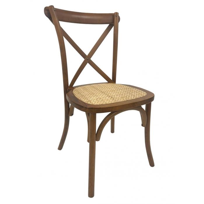 2 Sillas cross sx, madera de haya, nogal, asiento de ratán - 2 unidades