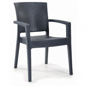 4 Sillones lido, apilable, polipropileno antracita - 4 unidades