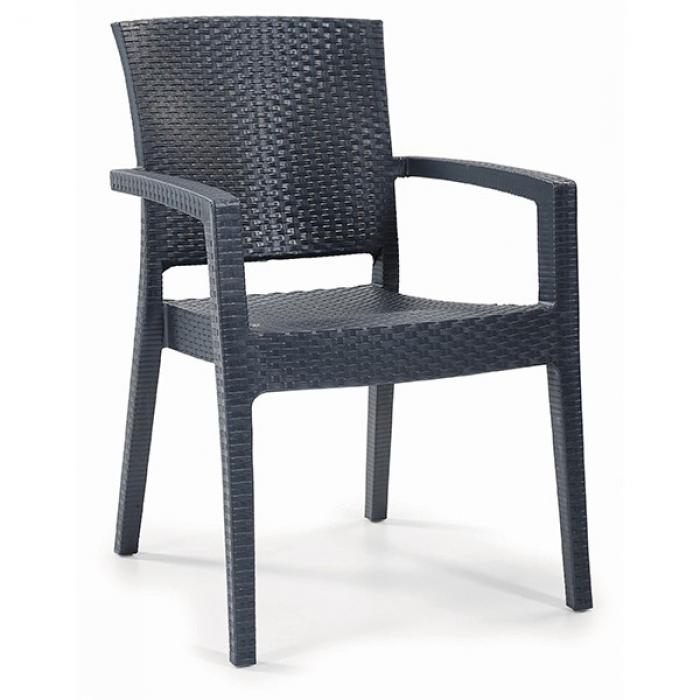 4 Sillones lido, apilable, polipropileno antracita - 4 unidades