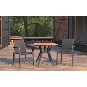4 Sillones neptuno, apilable, polipropileno y batyline antracita - 4 unidades