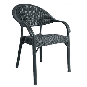 4 Sillones torremolinos, apilable, patas metálicas, polipropileno antracita - 4 unidades