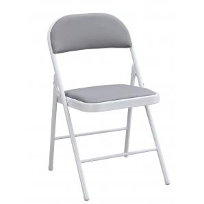 6 Sillas smart, plegable, metal, epoxi blanco, vinilo gris claro - 6 unidades