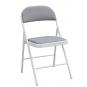 6 Sillas smart, plegable, metal, epoxi blanco, vinilo gris claro - 6 unidades